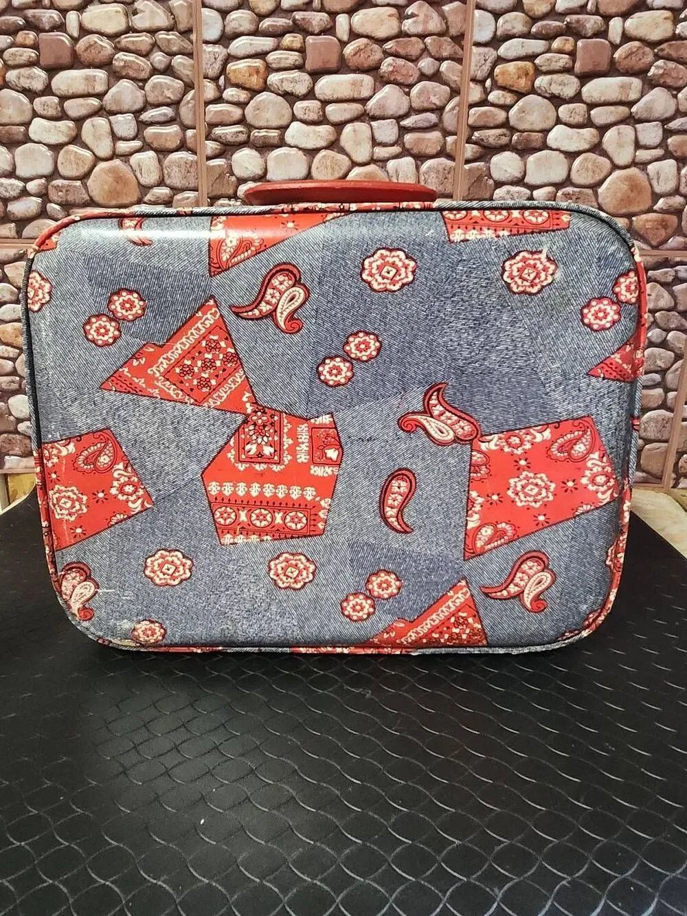 Vintage Faux Denim Bandana Child Suitcase